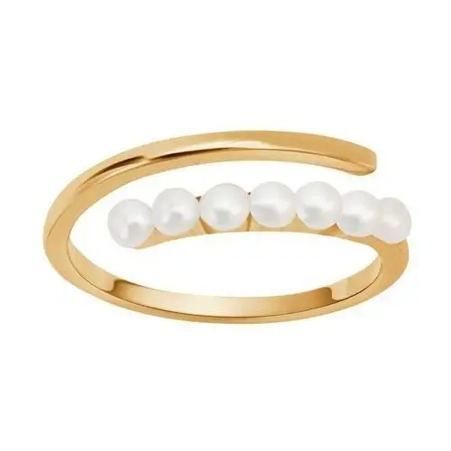 Pearls - biżuteria yes Pierścionek srebrny pozłacany z perłami - pearls