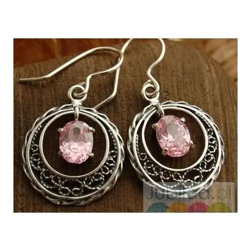 PEDRA - srebrne kolczyki z różowym kryształem