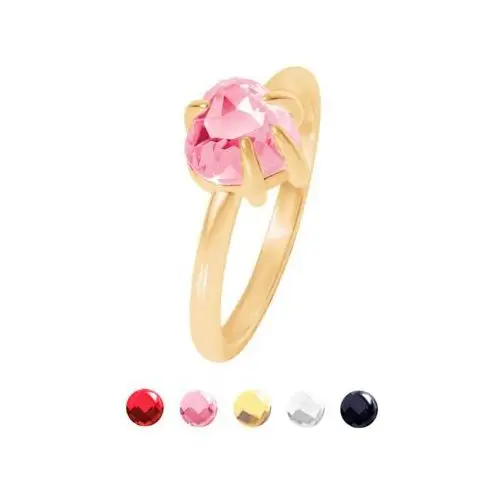 Pierścionek Amour z różowym kryształem pozłacany, kolor różowy