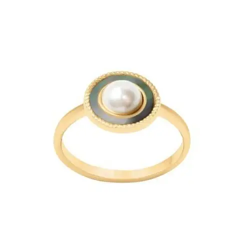 Pierścionek Cosmos z białą perłą no.4 pozłacany