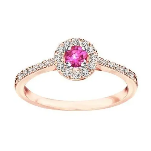 Pierścionek z różowego złota z różowym szafirem i diamentami - Metropolitan, kolor różowy