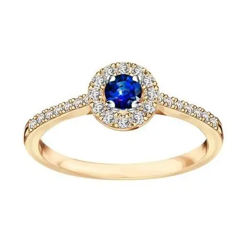 Pierścionek złoty z szafirem Royal Blue i diamentami - Metropolitan, kolor niebieski