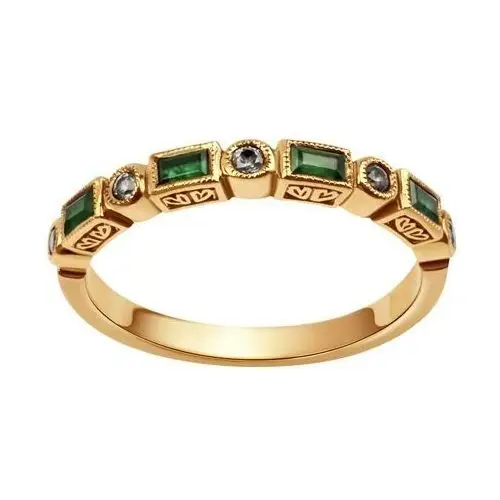 Pierścionek złoty ze szmaragdami i szafirami - kolekcja wiktoriańska Wiktoriańska - biżuteria yes