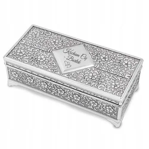 Posrebrzana szkatułka na Biżuterię z Grawerem S3