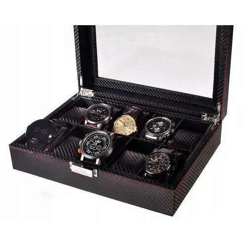 Pudełko Organizer Kuferek 10 Zegarków karbon