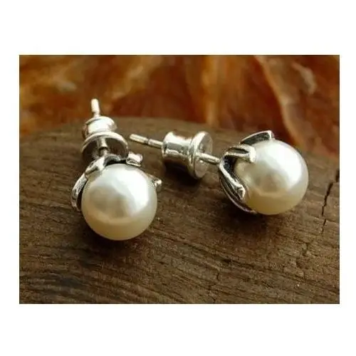 RENATA - srebrne kolczyki z perłami, kolor biały