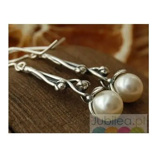 Roca - srebrne kolczyki z perłami, kolor biały