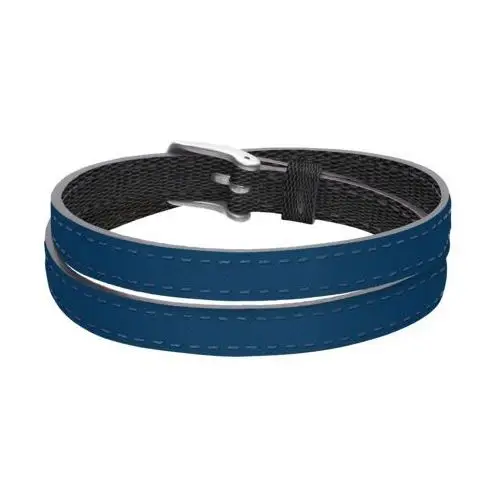 Skórzana bransoletka czarno-niebieska podwójna