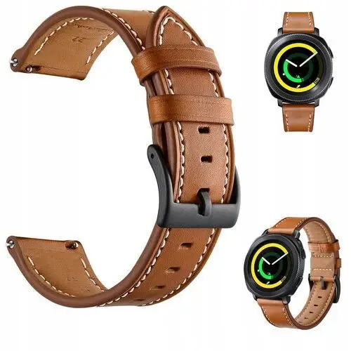 Skórzany Pasek 20MM Do Zegarka Smartwatcha +2 Piny, kolor brązowy