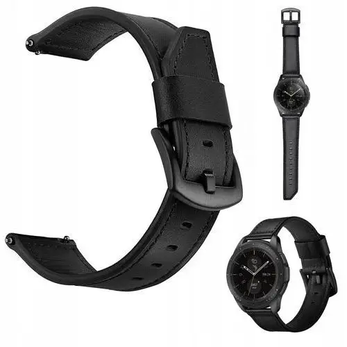 Skórzany Pasek Do Zegarka Smartwatch 22MM 2 Piny, kolor czarny