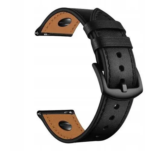Skórzany Pasek Do Zegarka Smartwatcha 22MM Czarny, kolor czarny