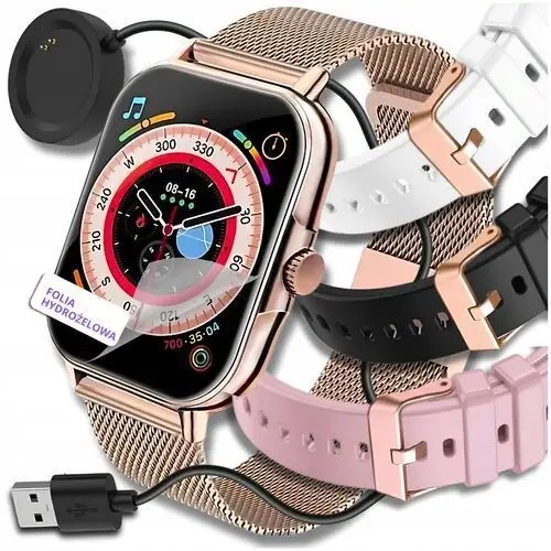 Smartwatch Damski Zegarek Polskie Menu Rozmowy Ekg Puls Smart Watch 4 Paski