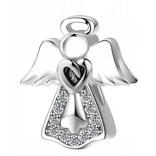 Srebrny Charms Serce Anioł Stróż Miłości Aniołek z Aniołkiem srebro 925