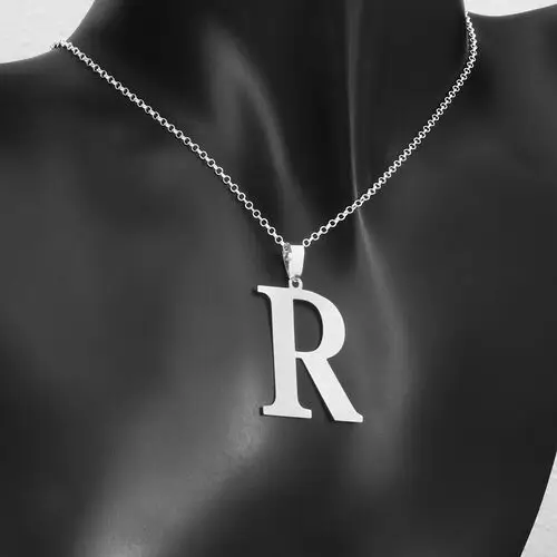 Srebrny łańcuszek z literką R Duży