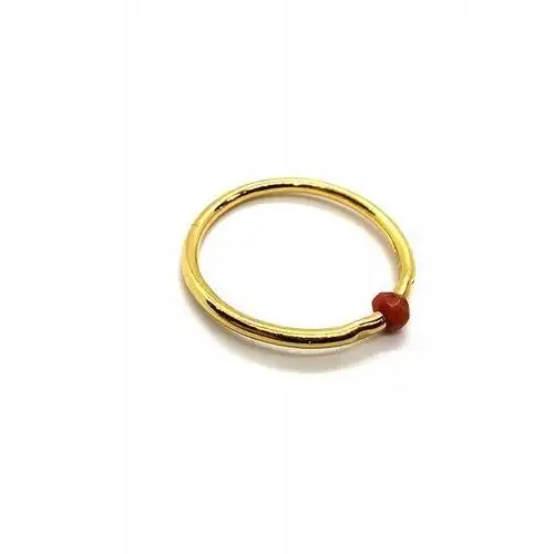 Srebrny pozłacany pierścionek z koralem koral 925, kolor czerwony