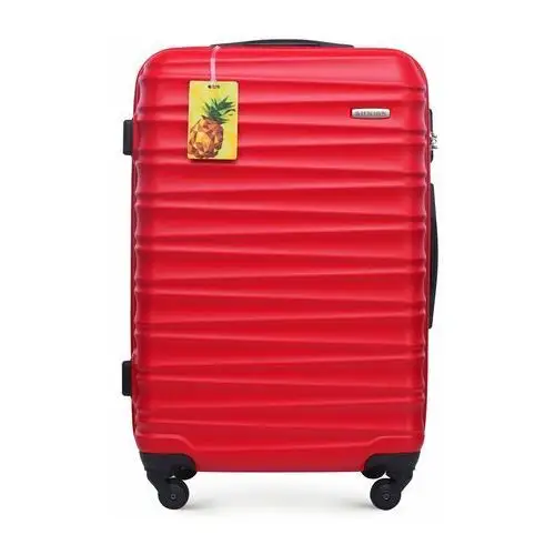 Średnia walizka z ABS - u z identyfikatorem czerwona