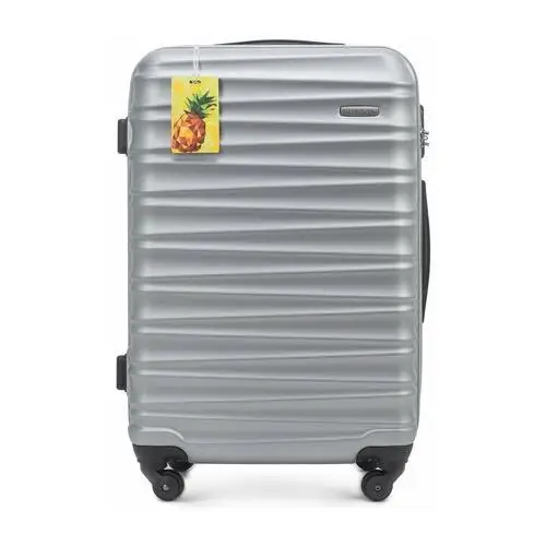 Średnia walizka z ABS - u z identyfikatorem szara