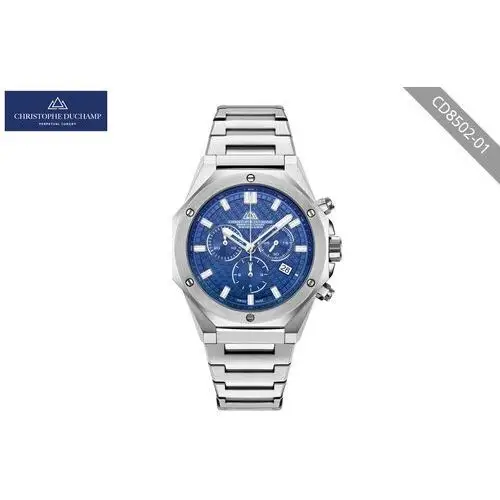Stylowy zegarek męski o klasycznym wyglądzie Christophe Duchamp - CD8502-01 Srebro-niebieski