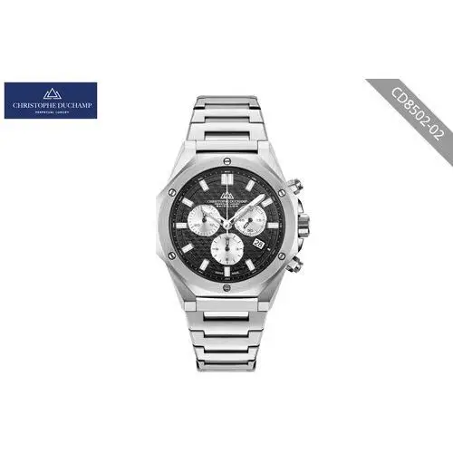 Stylowy zegarek męski o klasycznym wyglądzie Christophe Duchamp - CD8502-02 Srebro-Czarny