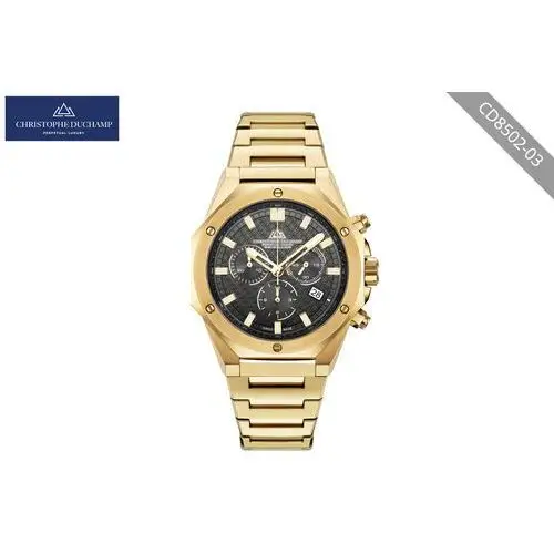 Stylowy zegarek męski o klasycznym wyglądzie Christophe Duchamp - CD8502-03 Złoto-czarny