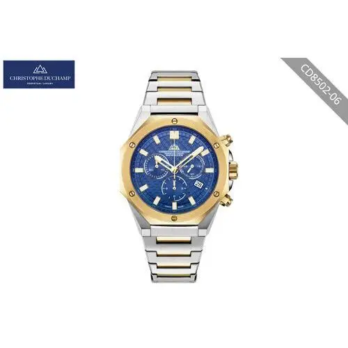 Stylowy zegarek męski o klasycznym wyglądzie Christophe Duchamp - CD8502-06 Srebro-złoto-niebieski