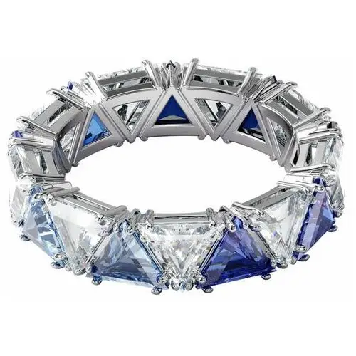 Swarovski Pierścionek koktajlowy millenia, kryształy w szlifie trójkątnym, niebieski, powłoka z rodu 2