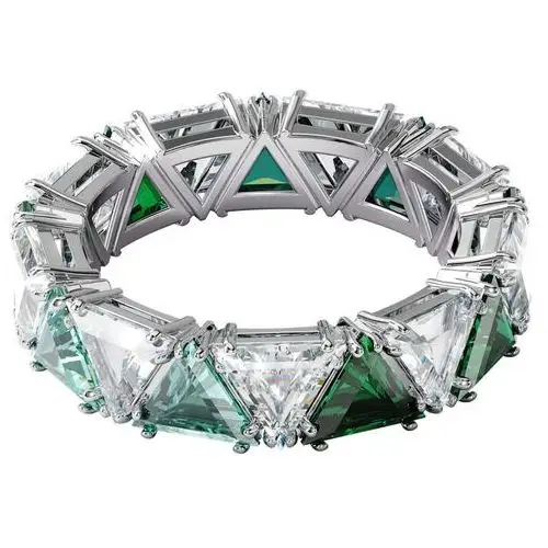 Pierścionek koktajlowy Millenia, Kryształy w szlifie trójkątnym, Zielony, Powłoka z rodu, kolor zielony 2