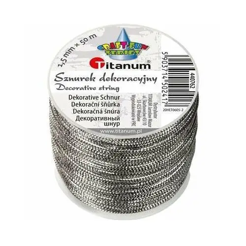 Titanum Sznurek metalizowany 50m srebrny