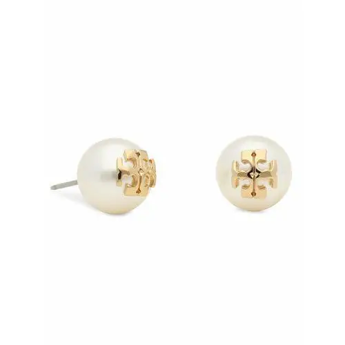 Tory burch kolczyki crystal pearl stud earringbiały