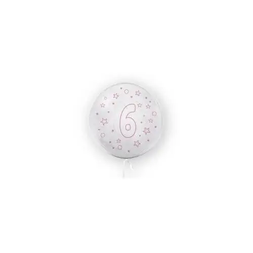 Balon gwiazdki cyfra 6 różowy 45 cm Tuban