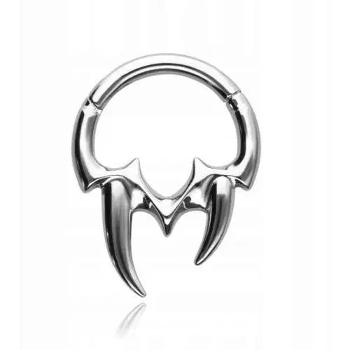 Tytanowy kolczyk clicker srebrny kły septum daith 1,2/8