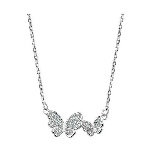 Naszyjnik srebrny z cyrkoniami - motyle - unique Unique - biżuteria yes