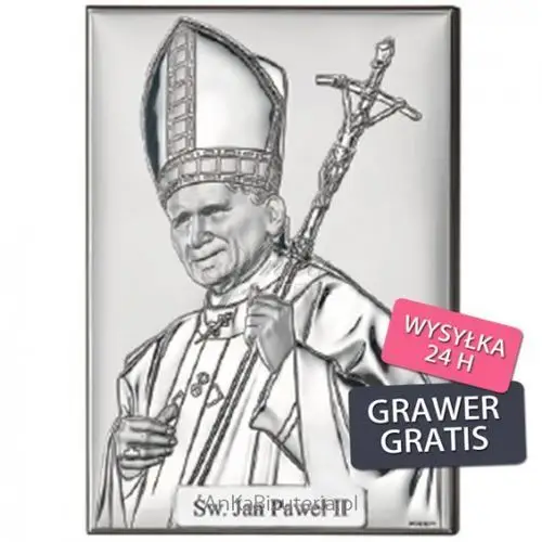 Ankabizuteria.pl jan paweł ii papież obrazek srebrny grawer gratis! Valenti & co