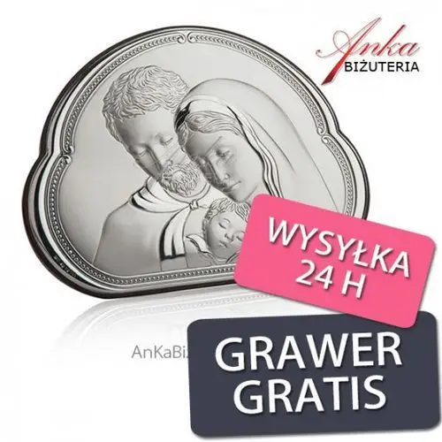 Ankabizuteria.pl piękny obrazek srebrny święta rodzina 14 cm 10 cm Valenti & co
