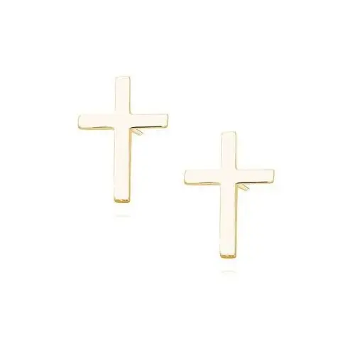 Delikatne pozłacane srebrne kolczyki celebrytki krzyżyk krzyż srebro 925, kolor szary