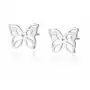 Delikatne rodowane srebrne kolczyki celebrytki ażurowe motylki motyle butterfly srebro 925 Sklep