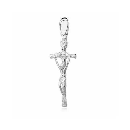 Delikatny rodowany srebrny krzyżyk krzyż papieski srebro 925, kolor szary