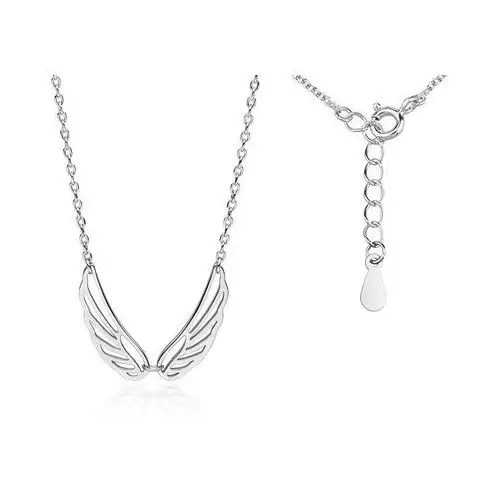 Delikatny rodowany srebrny naszyjnik gwiazd celebrytka skrzydła anioła wings srebro 925 Z1736N, kolor szary