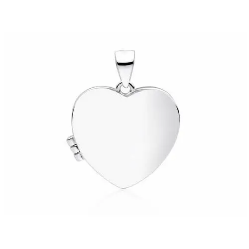 Delikatny rodowany srebrny otwierany wisiorek puzderko sekretnik gładkie serce srebro 925 Z1816R