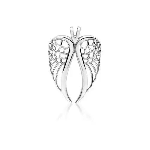 Delikatny rodowany srebrny wisiorek skrzydła anioła angel wings srebro 925 Z1711C, kolor szary