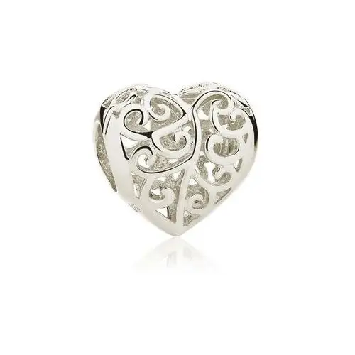 Delikatny srebrny charms do pandora ażurowe serce serduszko heart srebro 925, kolor szary