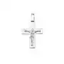 Elegancki duży rodowany srebrny gładki krzyżyk krzyż z wizerunkiem Chrystusa srebro 925, kolor szary Sklep