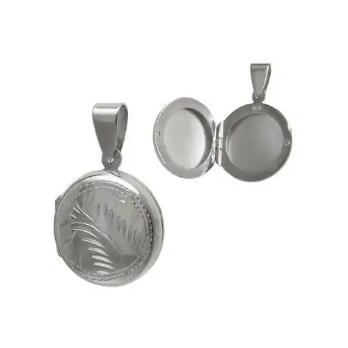 Elegancki okrągły otwierany srebrny wisior sekretnik grawerowany wzór srebro 925