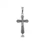 Elegancki oksydowany srebrny wisior duży dwustronny krzyż na gruby łańcuch z wizerunkiem Chrystusa srebro 925, kolor szary Sklep