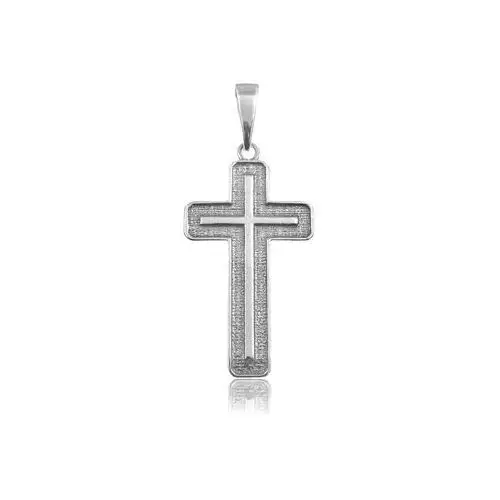 Elegancki oksydowany srebrny wisior duży krzyż na gruby łańcuch ze wzorem srebro 925 Valerio.pl