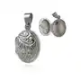 Elegancki owalny otwierany srebrny wisior sekretnik z grawerowanym wyciskanym wzorem srebro 925, kolor szary Sklep