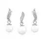 Elegancki rodowany srebrny komplet z perłami i cyrkoniami perła perły krople cyrkonie srebro 925, kolor biały Sklep