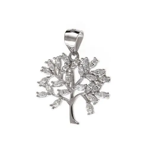 Elegancki rodowany srebrny wisiorek drzewo życia tree of life cyrkonie srebro 925