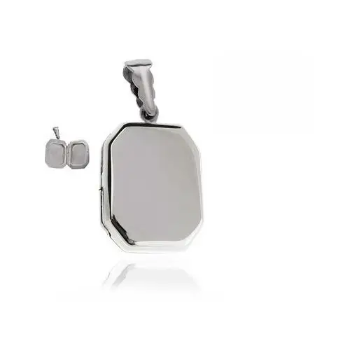 Elegancki srebrny gładki otwierany prostokątny wisiorek duże puzderko sekretnik srebro 925 ALP024