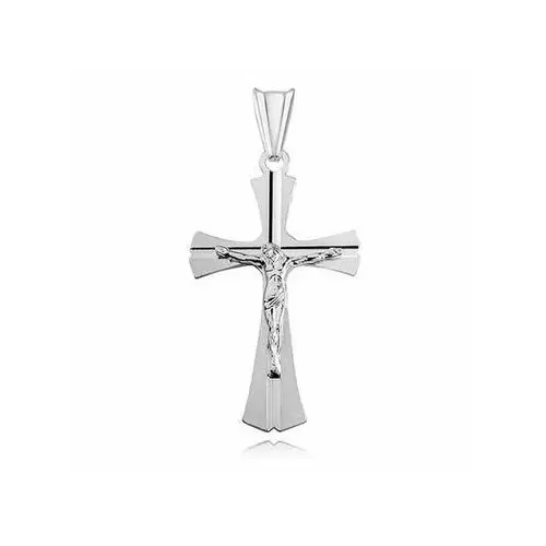 Elegancki srebrny wisior matowy krzyż krzyżyk z wizerunkiem Chrystusa srebro 925 PT_K2009